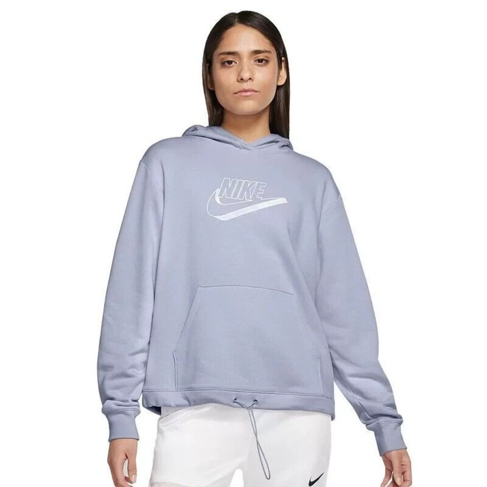Nike Sportswear Futura Womens XS Blue Easy Fleece Graphic Logo Pullover Hoodie - Picture 3 of 3